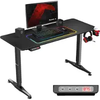 Huzaro Hero 8.5 Gaming Desk, motoriserad, höjdjusterbar 740-1190mm, svart +DOVANA kit (slagklocka och tillbehör)