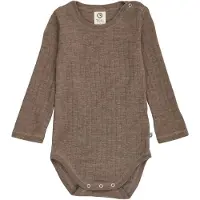 Müsli Body l/ä - Rib - Ull - Valnötsmelerad - - 2 år (92) - Body L/Ä