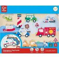 Hape Pussel - Trä - 9 Delar - Räddningsfordon - - One Size - Pussel