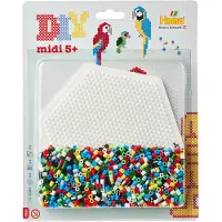 Hama Midi Pärlor - 1100 st. + 1 tallrik - Stor Sexkant - Papegoj - - One Size - Pärlor