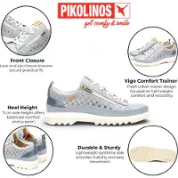 Pikolinos för kvinnor. W3W-6841C1 Vigo blå träningsskor i läder (36), Hud, 3 till 5 cm, Nyckelband, Zip, Casual