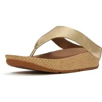 FitFlop Lulu Lux Graphic-Weave Tåpost Läder Kvinnor Platino Sandaler