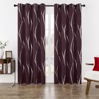 Textilien Paket med 2 mörkläggningsgardiner med öljetter, termiskt isolerade, rumsmörkläggande med vågfolietryck för sovrum 52 63 inch&Grommet Top