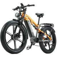RANDRIDE Electric Bike 1000W*2 Motor 26*4.0-inch Fat Tires Hydraulic Brake Shimano 7-Speed electric fat bike YX80M-2 26 orange