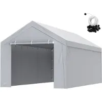 Vevor Carport Byte av kapell överdrag + sidovägg 6000 x 3000 mm, garagetält skydd presenning Kraftig vattentät &amp; UV-skyddad, enkel installation med bollbyxor, vit (ram ingår ej)
