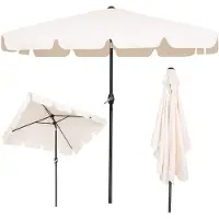 Springos Trädgårdsparaply - - Rektangulärt 240 cm - Lutbart - Manuell vev - Naturvit