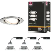 Paulmann 93878 Coin Slim LED-inbyggnadsbelysning Set 3 st LED LED fast installerad 18 W Järn (borstad)