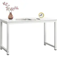 En.casa [] Skrivbord Herning-75x120x60cm-stål-melaminbelagd spånskiva-justerbar höjdvit