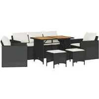 vidaXL Loungegrupp med dynor 6 delar svart konstrotting