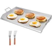 Vevor Stekpanna i rostfritt stål, 36x22 tum universal platt rektangulär platta, gasgrillstekpanna för BBQ-grill, Teppanyaki, bärbart familjeköksredskap med handtag, för camping, tailgating-fest