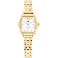 Tommy Hilfiger Square White Dial Gold Plated Chain Link Watch