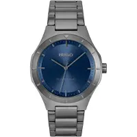 HUGO Lit grey-plated watch with blue dial