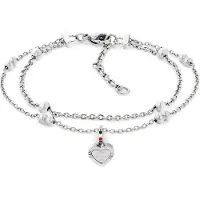Tommy Hilfiger Stainless Steel Heart Charm Layered Bracelet