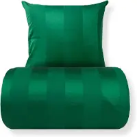 ByBorg Dubbel bäddset 200x220 cm - 100% bomullssatin - Lone grön - Randigt, jacquardvävt bäddset - Extra mjukt bäddset från