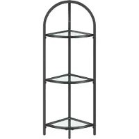 Usorteret Vasagle hörnhylla 3-nivå, hylla för växter, fristående, badrumshylla, härdat glas, stålram, modern