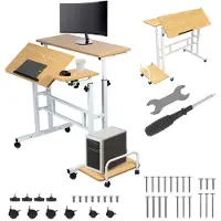 Macleans mobilt laptopbord vitt 80x60 cm 50 kg max justerbar höjd 67–115 cm MC-124 W
