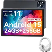 Blackview TABWEE W90 11-tums surfplatta Android 16, 24 GB RAM, 256 GB minne(2TB TF-minne),Stor skärm Widevide L1, Octa-core T615, 8000mAh, 5G WiFi, 4G LET, 18W With 1*AIRBUDS 15 grå