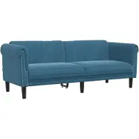 vidaXL Soffa 3-sits blå sammet