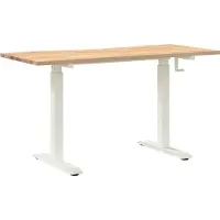 vidaXL Skrivbord Vit och Naturlig 140 x 60 cm Massivt Ekträ