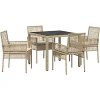 vidaXL Trädgårdsmöbelset 5 pcs Beige konstrotting