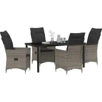 vidaXL Trädgårdsmöbelset med kudde 5 pcs Grå Poly rattan