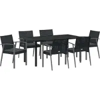 vidaXL Trädgårdsmöbelset 7 pcs Svart Poly rattan