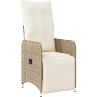 vidaXL Justerbar trädgårdsstol med dynor beige konstrotting