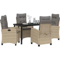 vidaXL Trädgårdsmöbelset med kudde 5 pcs Beige konstrotting