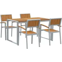 vidaXL Trädgårdsmöbelset 5 pcs Grå Massivt Akaciaträ