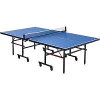 Vevor Pingisbord, Professionellt Bordtennisspel, Bärbart Bordtennisbord i MDF för Inomhusbruk, Hopfällbart Pingisbord med Snabbklämnät och Låsbara Hjul, 10 Minuters Enkel Montering, 18mm Bordskiva