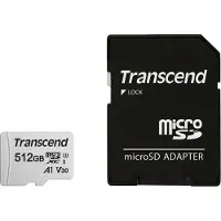 Transcend Micro Sdxc 300s-a 512gb Class 10 Uhs-i U3 V30 A1 Minneskort