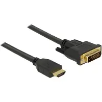 DeLOCK HDMI / DVI Anslutningskabel HDMI-A-kontakt, DVI-D 24+1-polig Kontakt 3 m Svart 85655 trefaldigt skärmad, guldpläterad kontakt HDMI-kabel