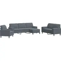 vidaXL Soffgrupp med dynor och bolster 4 delar mörkgrå sammet