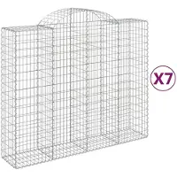 vidaXL Gabioner bågformade 7 st 200x50x160/180 cm galvaniserat järn