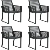 vidaXL Trädgårdsstolar set om 4 svart konstrotting, trädgårdsstol, patio stol, trädgårds matstol, 4008114
