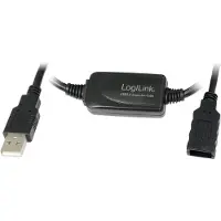 Logilink USB-kabel USB 2.0 USB-A kontakt, USB-A uttag 10.00 m Svart UA0143