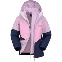 Mountain Warehouse Vattentät jacka Lightning II 3 i 1 för barn/unga (Mörkblått/rosa)