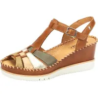 Pikolinos Sandal ' AGUADULCE ' beige / konjak / khaki / silver