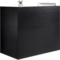 Vevor Receptionsdisk, 135 x 89 x 119 cm L-format frontbord, kontorsreceptionsdisk med lådor, tangentbordsfack och förvaringsskåp, för kassa, lobby, skönhetssalong och kontor, svart