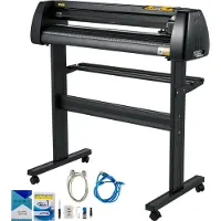 Vevor vinylskärmaskin, 28-tums pappersmatning, vinylskrivare med justerbar kraft och hastighet, LCD-skärm, Windows-kompatibelt skylttillverkningssats med Signmaster-programvara, förnödenheter, 3 blad