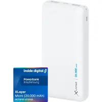 XLayer 217286, Vit, Mobiltelefon / smartphone, Surfplatta, Vit, Litium Polymer (LiPo), 20000 mAh, USB