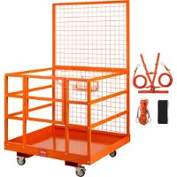 Vevor Forklift Safety Cage Arbetsplattform 43X45in 1400lbs med hjul för antenn