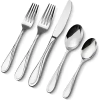 Vevor 45-delars bestickset i rostfritt stål av livsmedelskvalitet, spegelblank bestickset, diskmaskinssäkert porslin för kök och hem, plats för 8 personer, inklusive kniv, gaffel och sked