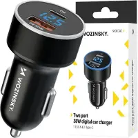 Wozinsky bil-laddare USB-C USB-A 36W - svart