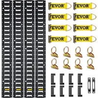 Vevor E Track Tie-Down Rail Kit, 30 STK 5FT E-Spår Set innehåller 4 stålskenor &amp; 2 enkelspår &amp; 8 O-ringar &amp; 8 fästanordningar med D-ring &amp; 8 ändlock, Säkringstillbehör för last, motorc