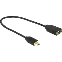 DeLOCK HDMI Anslutningskabel HDMI-A uttag, HDMI-Micro-D kontakt 0.23 m Svart 65687 guldpläterad kontakt, 4K UHD HDMI-kabel
