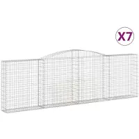 vidaXL Gabioner bågformade 7 st 400x30x120/140 cm galvaniserat järn