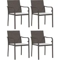 vidaXL Trädgårdsstolar 4 st med dynor brun 56x59x84 cm konstrotting