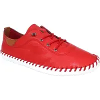 Lunar Womens/Ladies St Ives Läder Plimsolls 4 UK röd