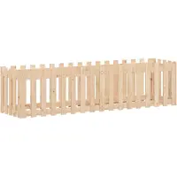 vidaXL Odlingslåda med staket-design 200x50x50 cm massiv furu